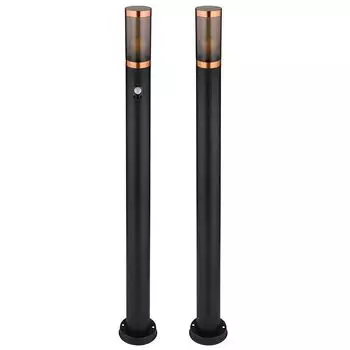 Комплект из 2 торшеров, датчики движения, дым, медь, H 110 см Globo Lighting, черный