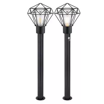 Комплект из 2 торшеров, датчики движения, решетка, черный, H 100 см Globo Lighting