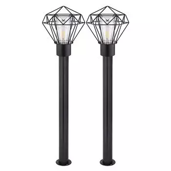 Комплект из 2 торшеров, нержавеющая сталь, решетка, черный, В 100 см Globo Lighting