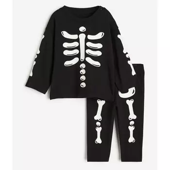 Комплект из 2 трикотажных изделий H&M Skeleton, черный/белый