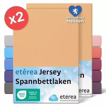 Комплект из 2 трикотажных простыней песочный 140х200 см - 160х200 см - ETREA трикотажная простыня на подкладке из 100% хлопка - размер 160х200 см - цвет песочный Etrea Himmlische Qualitt