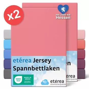 Комплект из 2 трикотажных простыней розового цвета 180х200 см - 200х200 см - ETREA трикотажная простыня на подкладке из 100% хлопка - размер 180х200 см - цвет розовый Etrea Himmlische Qualitt