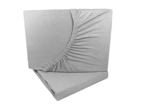 Комплект из 2 трикотажных простыней серебристого/светло-серого цвета 90х200 - 100х200 см 100% хлопок Arle-Living