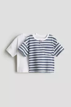 Комплект из 2 трикотажных рубашек в рубчик H&M, белый