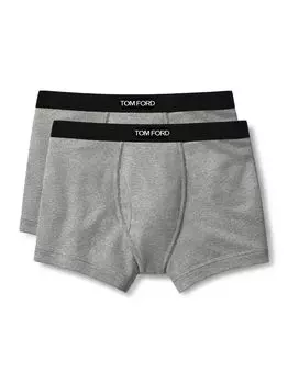 Комплект из 2 трусов-боксеров из эластичного хлопка с логотипом Tom Ford, серый
