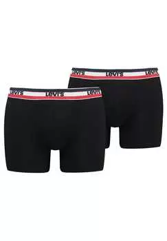 Комплект из 2 трусов-боксеров - спортивные трусы-боксеры с органическим логотипом на поясе Levi'S, черный