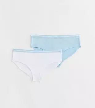 Комплект из 2 трусов с надписью Love, бледно-голубого цвета для девочек New Look, бледно-голубой