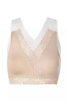 Комплект из 2 удобных бюстгальтеров с кружевной отделкой Cotton Traders, бежевый