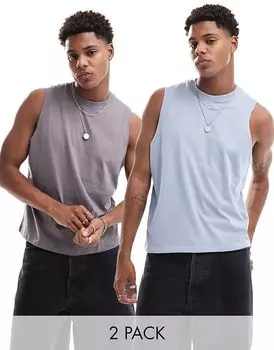 Комплект из 2 укороченных свободных топов в угольно-сером цвете ASOS DESIGN