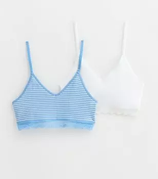 Комплект из 2 укороченных топов с кружевной отделкой для девочек New Look, синий