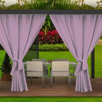 Комплект из 2 уличных штор. 155x200 Серая уличная штора, устойчивая к атмосферным воздействиям | Уличные шторы для патио, сада, веранды, беседки Setgarden, фиолетовый