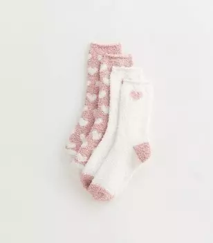 Комплект из 2 уютных носков с розовым сердечком New Look, розовый