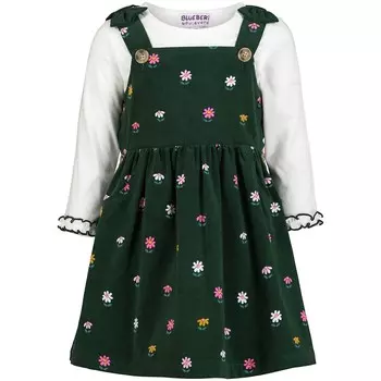 Комплект из 2 вельветовых джемперов с цветочным принтом и футболок с длинными рукавами для малышей Blueberi Boulevard, цвет Forest Green