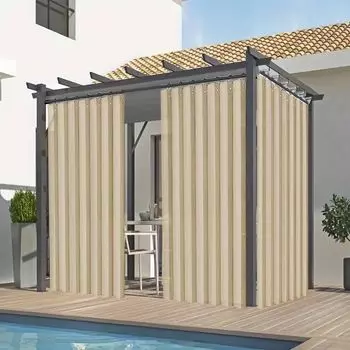 Комплект из 2 водонепроницаемых штор для наружного использования, защита от ультрафиолета, для внутреннего и наружного использования, непрозрачные, для сада, двора, балкона, Ш 132см x В 213см Koheim