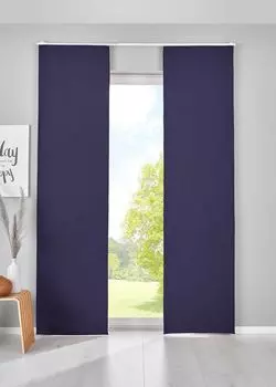 Комплект из 2 затемняющих раздвижных штор «NewYork» В x Ш 245x60 см, бежевые панельные шторы, панельная тележка, непрозрачная термораздвижная штора, 202020680-2 Astek, синий