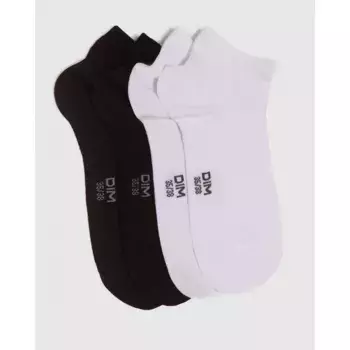 Комплект из 2 женских невидимых хлопковых носков до щиколотки Dim, белый