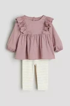 Комплект из 2х блузки и леггинсов H&M, розовый