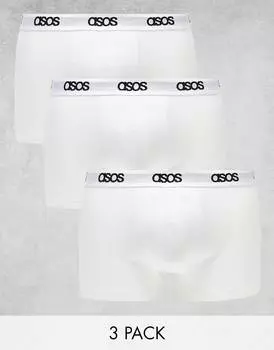 Комплект из 3 белых шорт ASOS DESIGN с поясом с логотипом