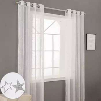 Комплект из 3 белых штор, комплект прозрачных штор, современная штора для спальни и гостиной, 100 х 200 см easy home, белый