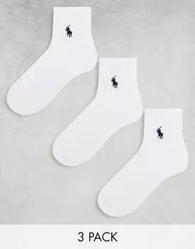 Комплект из 3 белых спортивных носков Polo Ralph Lauren