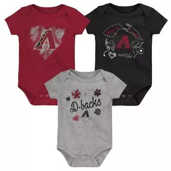 Комплект из 3 боди для младенцев Arizona Diamondbacks Batter Up красного/черного/серого цвета Outerstuff