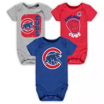 Комплект из 3 боди Infant Royal/красный/серый с меланжевым отливом Chicago Cubs Change Up Outerstuff