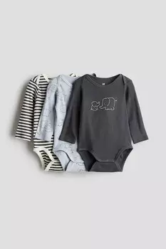 Комплект из 3 боди с длинными рукавами H&M, голубой