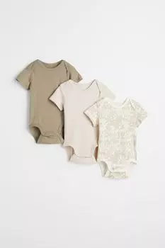 Комплект из 3 боди с короткими рукавами H&amp;M, серо-коричневый/галстук