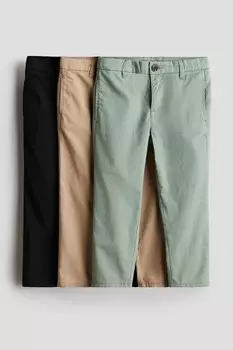 Комплект из 3 брюк чинос из хлопкового твила H&M, зеленый