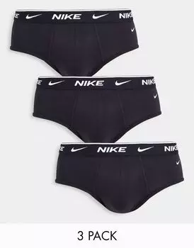 Комплект из 3 черных трусов из эластичного хлопка Nike