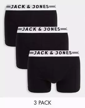 Комплект из 3 черных узких боксеров Jack & Jones