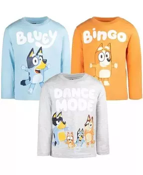 Комплект из 3 детских футболок с длинными рукавами и графическим рисунком Bluey, оранжевый