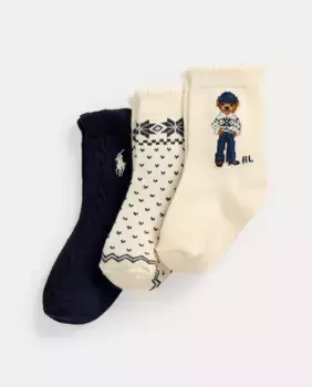 Комплект из 3 детских носков с мишкой-поло Polo Ralph Lauren, мультиколор