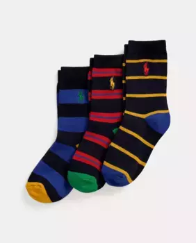 Комплект из 3 длинных детских носков с полосатым принтом Polo Ralph Lauren, мультиколор