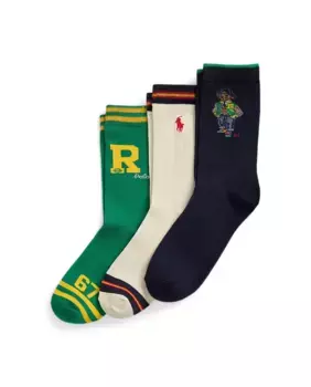 Комплект из 3 длинных носков для девочек с мишкой Polo Bear Polo Ralph Lauren, мультиколор
