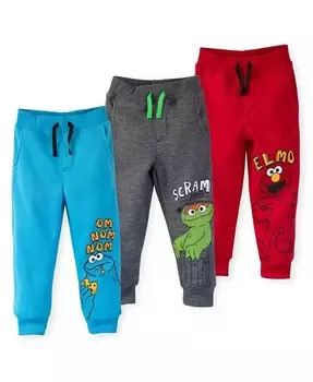 Комплект из 3 флисовых штанов Little Boys Elmo Cookie Monster Oscar the Grouch Sesame Street, мультиколор