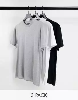 Комплект из 3 футболок ASOS DESIGN с круглым вырезом и отворотами на рукавах