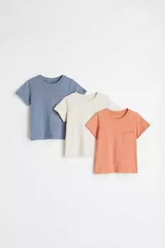 Комплект из 3 футболок H&amp;M, оранжевый/белый/синий