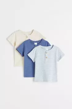 Комплект из 3 футболок H&amp;M, синий меланж/полосатый