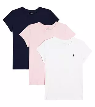 Комплект из 3 футболок из хлопкового трикотажа. Polo Ralph Lauren, розовый