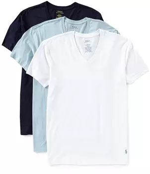 Комплект из 3 футболок классического кроя с v-образным вырезом Polo Ralph Lauren, мультиколор