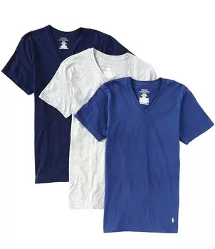Комплект из 3 футболок классического кроя с v-образным вырезом Polo Ralph Lauren, мультиколор
