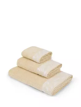 Комплект из 3-х хлопковых махровых полотенец с жаккардовой каймой. Coincasa, бежевый