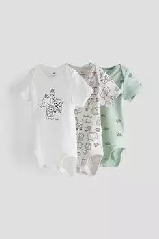 Комплект из 3 хлопковых боди H&M, белый