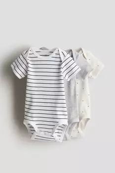 Комплект из 3 хлопковых боди H&M, серый