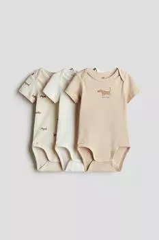 Комплект из 3 хлопковых боди с перекрестной застежкой H&M, мультиколор