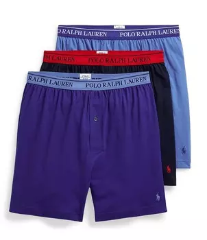 Комплект из 3 хлопковых боксеров из джерси классического кроя Polo Ralph Lauren, синий