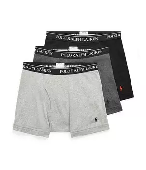 Комплект из 3 хлопковых боксеров классического кроя Polo Ralph Lauren Big & Tall, серый