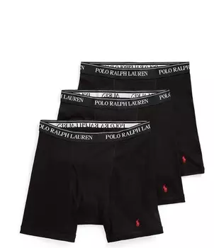 Комплект из 3 хлопковых боксеров классического кроя Polo Ralph Lauren Big & Tall, черный