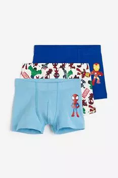 Комплект из 3 хлопковых боксеров с принтом H&M